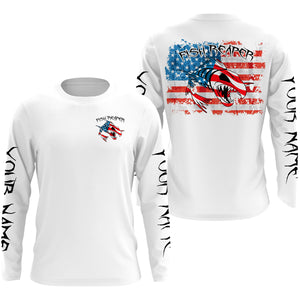 American flag fish reaper skull personalized custom name sun protection long sleeve fishing shirts NQS3822