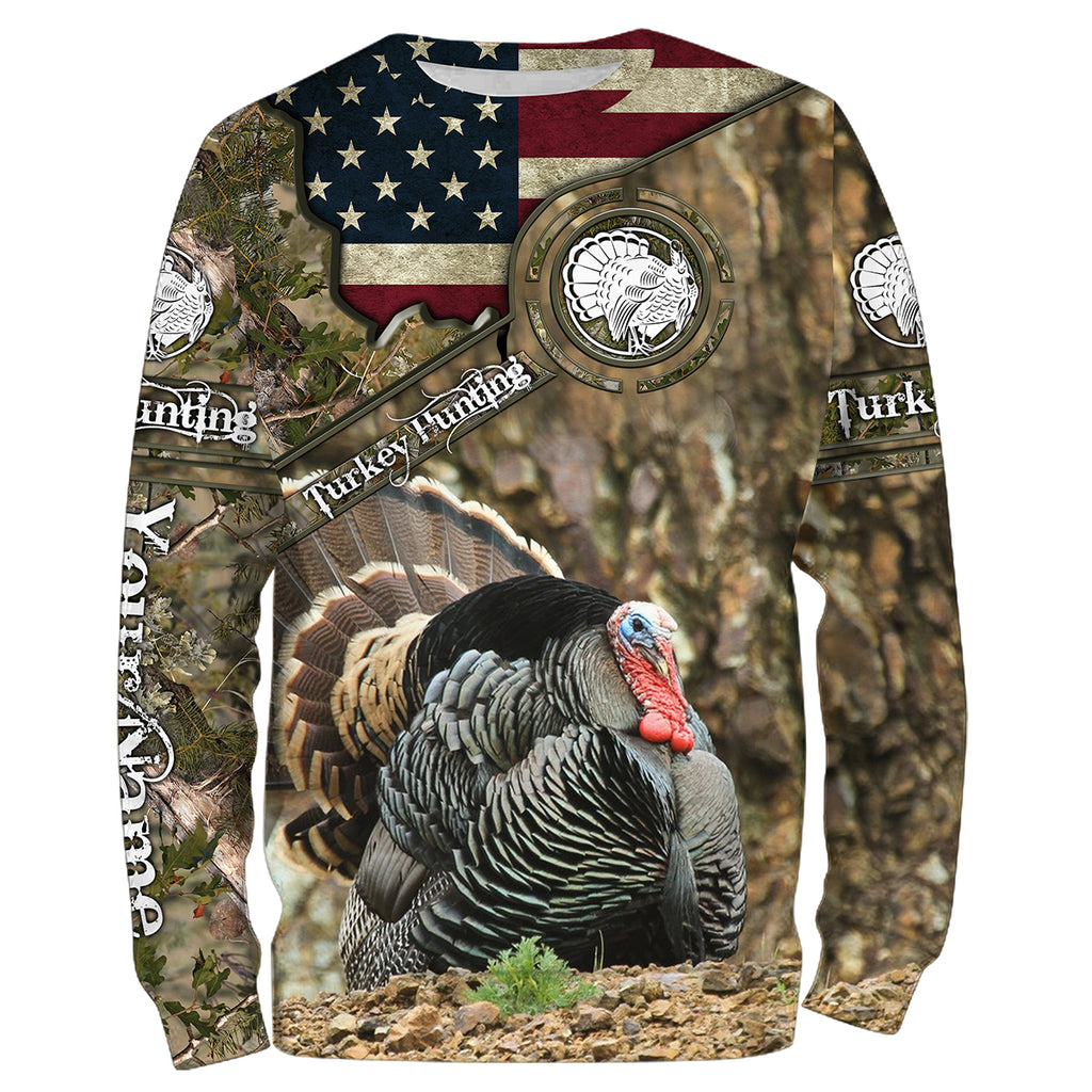 Turkey hunting camo american flag shirt, custom name Turkey Hunting sh –  Myfihu