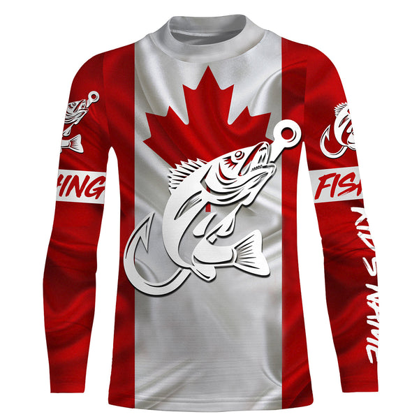 Canada Walleye Fishing tattoo Custom long sleeve performance fishing shirts, Walleye fishing jerseys NQS3360