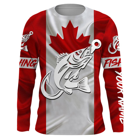 Canada Walleye Fishing tattoo Custom long sleeve performance fishing shirts, Walleye fishing jerseys NQS3360