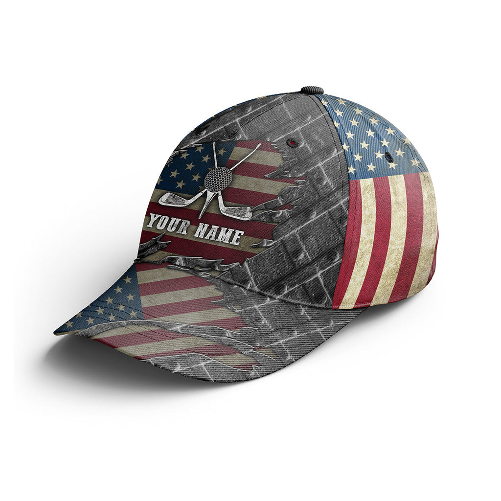 American flag golf sun hats for men, custom name hats Unisex