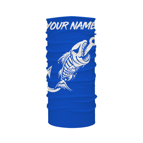 Customized Blue Fish hook skull reaper sun protection performance long sleeve fishing shirts NQS3520