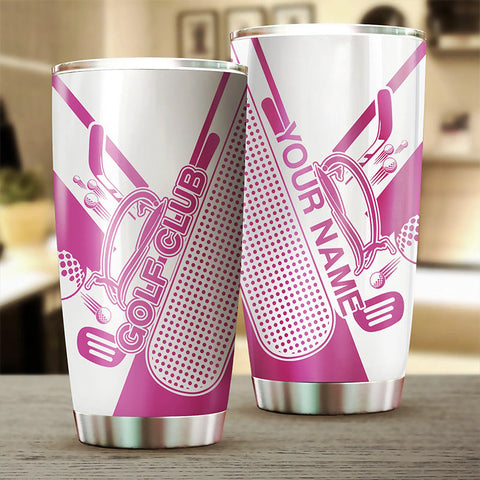 Golf club pink & white tumbler Custom name Stainless Steel Tumbler Cup - personalized golf gifts NQS6216