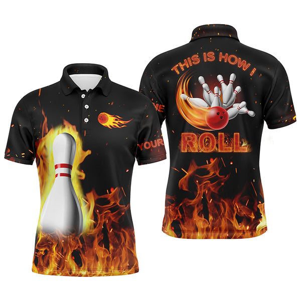 Custom bowling shirts for men This is how I roll, black flame bowling shirt, custom bowling jerseys NQS4435