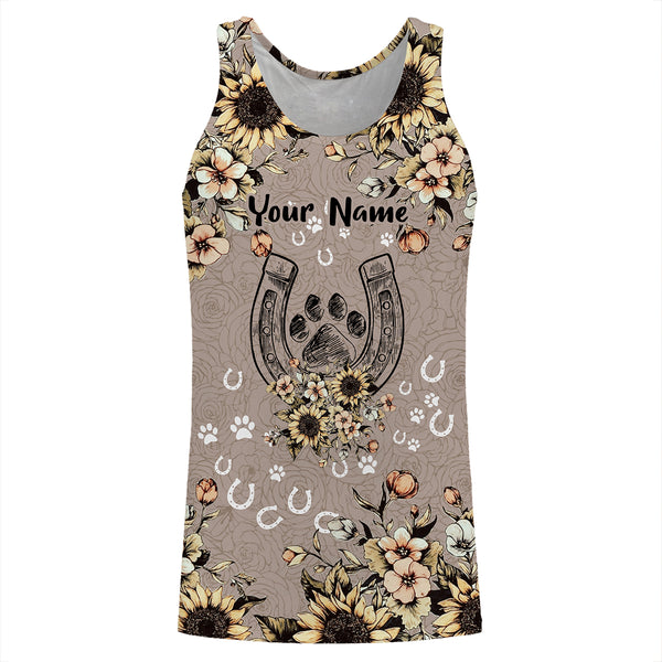 Horse dog paw horse flowers horse lady Customize Name 3D All Over Printed Shirts, leggings, gift For Horse Lovers NQS2706