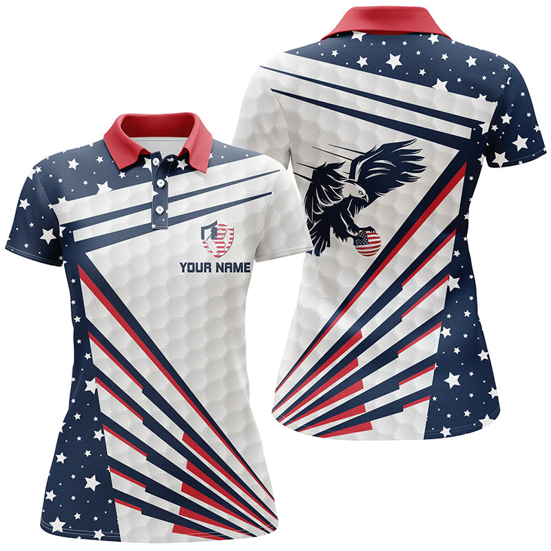 Womens golf polo shirts custom red, white and blue Eagle American flag ...