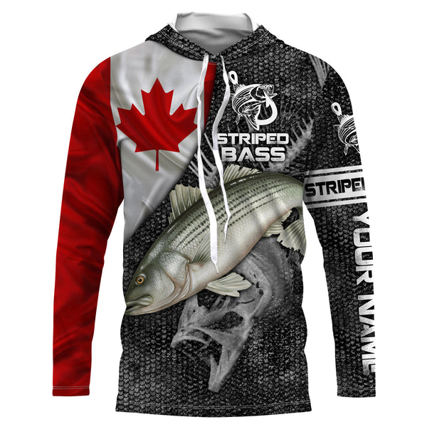Canadian Flag Striped bass Fishing Custom long sleeve performance Fishing Shirt,striper Fishing jersey NQS3826
