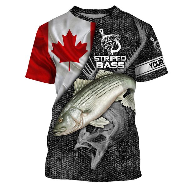Canadian Flag Striped bass Fishing Custom long sleeve performance Fishing Shirt,striper Fishing jersey NQS3826