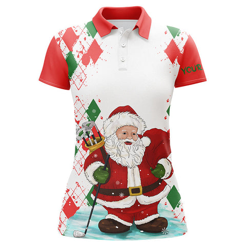 Womens golf polo shirt Santa golfer custom name Christmas Santa golf, Christmas gifts for golf lovers NQS4436