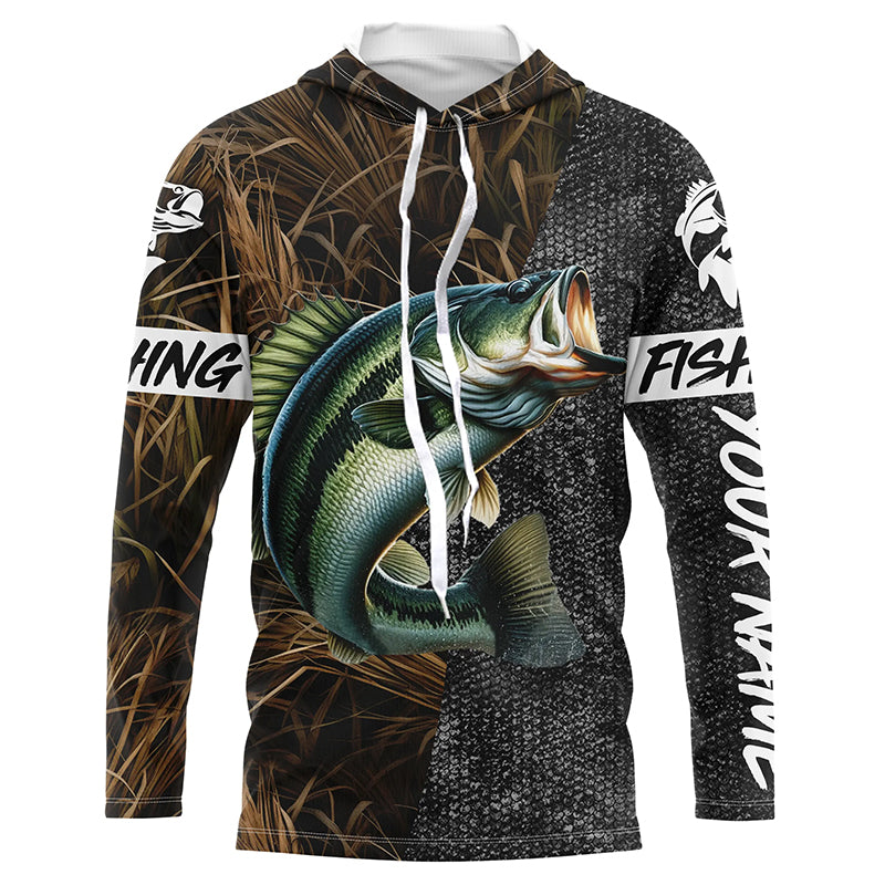 Largemouth Bass Fishing Camo Custom long sleeve Fishing Shirts, Person –  Myfihu
