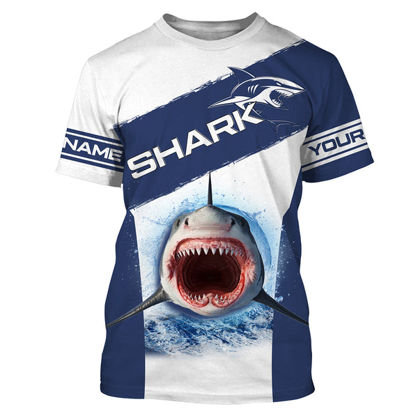 Shark Fishing blue Custom long sleeve performance fishing jerseys shirts, deep-sea fishing for shark NQS3369