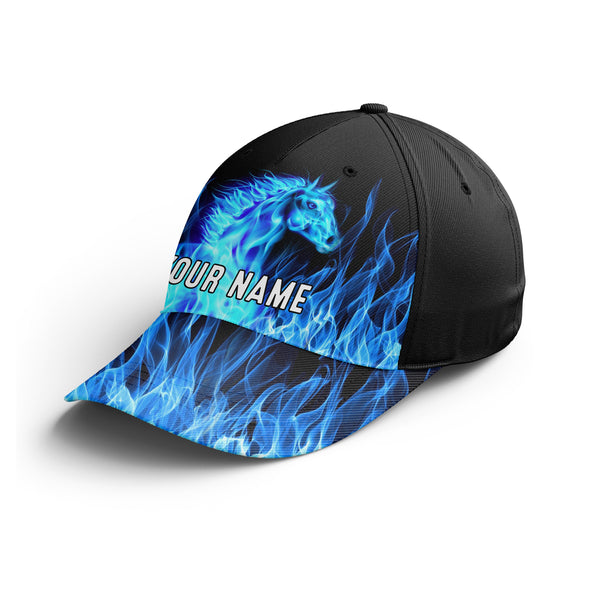 Beautiful blue horse fire custom hat Unisex Baseball hat, horse gifts, horse hats NQS3277