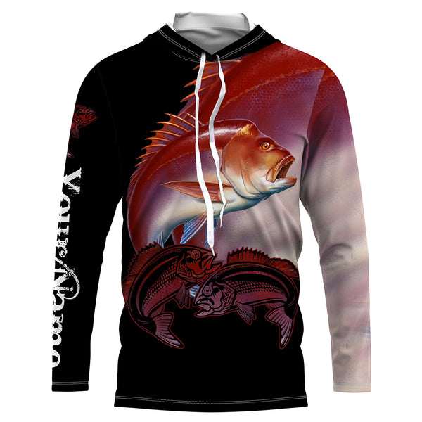 Red snapper Fishing game fish Customize Name UV protection quick dry UPF 30+ long sleeves fishing shirts NQS2729