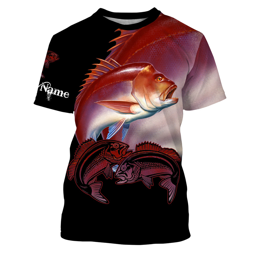 Red Snapper Fishing Game Fish Customize Name UV Protection Quick Dry UPF 30+ Long Sleeves Fishing Shirts NQS2729 T-Shirt UPF / L