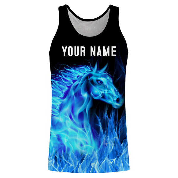 Blue fire horses Custom Horse Shirts personalized equestrian clothing, gifts for horse lovers NQS3278