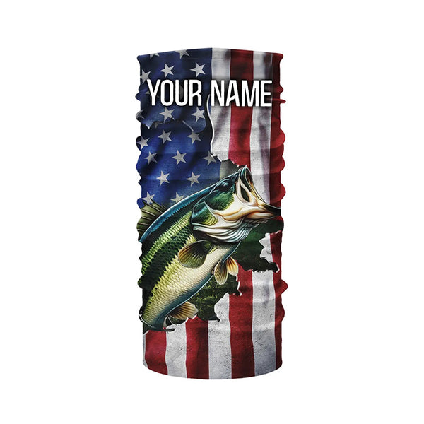 Largemouth Bass fishing American Flag Patriotic Fourth of July personalized fishing shirts NQS403