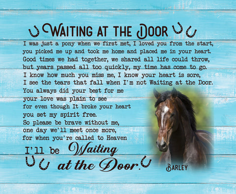 Horse remembrance gifts, Waiting at The Door Horse Custom Photo & Name Sympathy canvas, memorial gift NQS3376