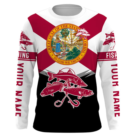 Inshore slam Florida flag Redfish, snook, trout Custome Name Fishing Jerseys Performance UV Protection UPF 30+ fishing Shirts - NQS2432