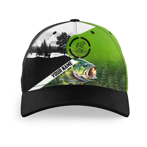 Largemouth Bass fishing green Custom Unisex Fishing Baseball Angler hat cap NQS1553