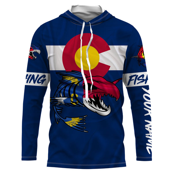 Fish skeleton reaper Colorado flag custom name sun protection long sleeve fishing shirts jerseys NQS3861