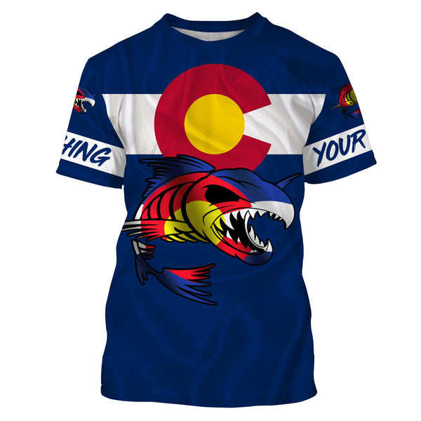 Fish skeleton reaper Colorado flag custom name sun protection long sleeve fishing shirts jerseys NQS3861