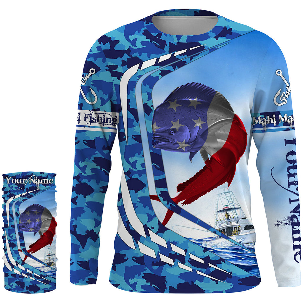 Mahi-mahi Dorado fishing American flag patriotic blue sea camo Custom ...