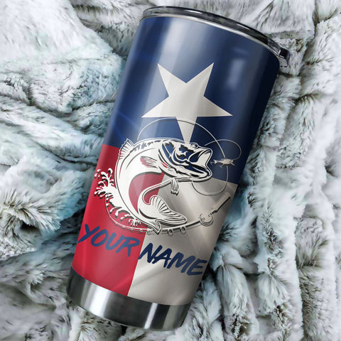 1PC Texas Bass fishing Customize name Stainless Steel Tumbler Cup Personalized Fishing gift fishing team - NQS775