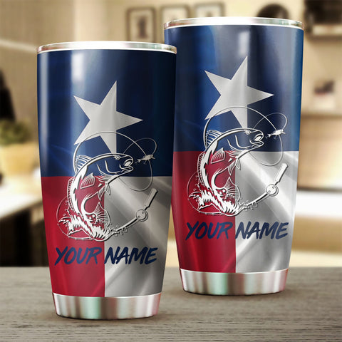 1PC Texas Redfish Puppy Drum fishing Customize name Stainless Steel Tumbler Cup Personalized Fishing gift fishing team - NQS776