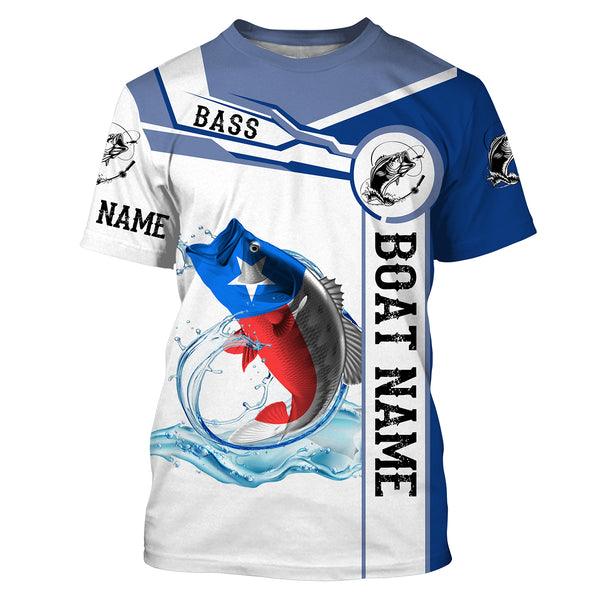 Texas Bass Fishing Texas Flag Custom name and boat name performance Long Sleeve Fishing Shirts, Patriotic Fishing gifts - NQS2321