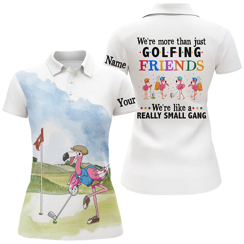 Funny Flamingo Womens golf polo shirts custom name we're more than just golfing friends NQS4265