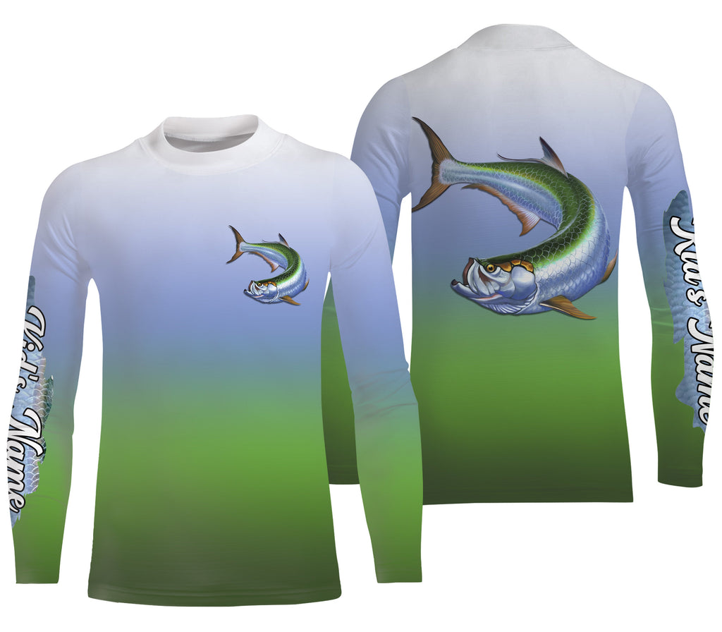 Tarpon Fishing Custom Name UV Protection UPF 30+ Fishing Jersey, Deep Sea Fishing Tournament Shirts NQS3168 Long Sleeves UPF / S