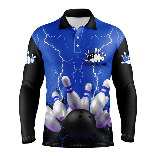 Blue lightning  Mens polo bowling shirts, Personalized men's bowling jerseys, bowling team jerseys NQS5200