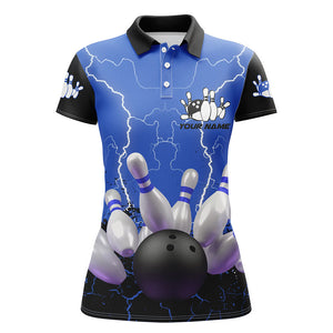 Blue lightning Women bowling polo shirts, custom Team league bowling shirts female bowling uniform NQS5200