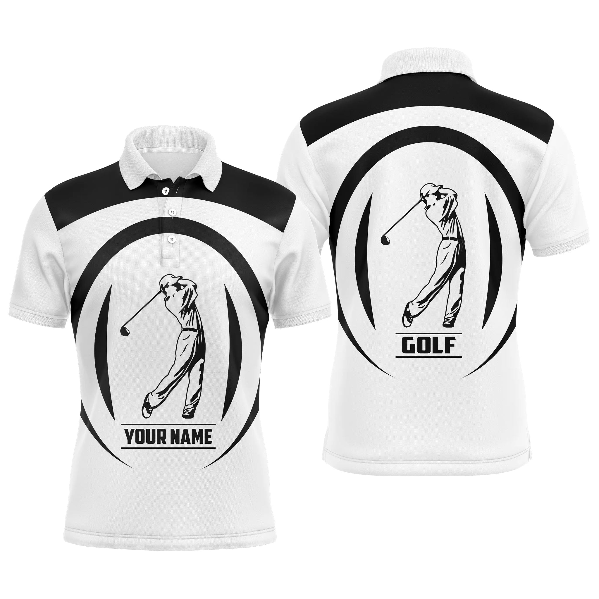 Men golf polo shirts black and white golfer custom name best mens golf wear, gifts for the golfer NQS4721