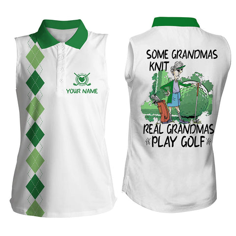 Custom Women sleeveless polo shirt some grandma knit real grandmas play golf, golf gift for grandma NQS5223