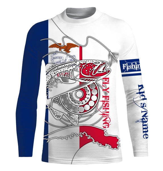 Trouts fly fishing IA Iowa  custom name sun protection UPF 30+ performance fishing shirts NQS3605