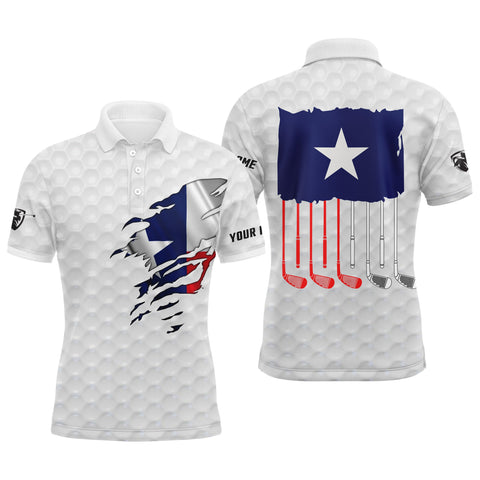 Texas golf wear for mens custom name patriotic Texas flag golf polo unique gifts for golf lovers NQS3468