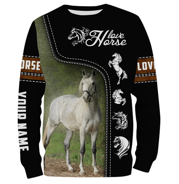 Beautiful White arabian horse shirts for sale, love horse sweatshirts, horse t shirts, jackets, long sleeve, zip up, hoodie plus size Customize Name 3D All Over Printed shirts NQS1151