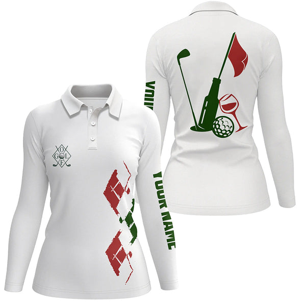 Womens golf polo shirt custom vintage golf and wine golf clubs Christmas polo shirts NQS6598