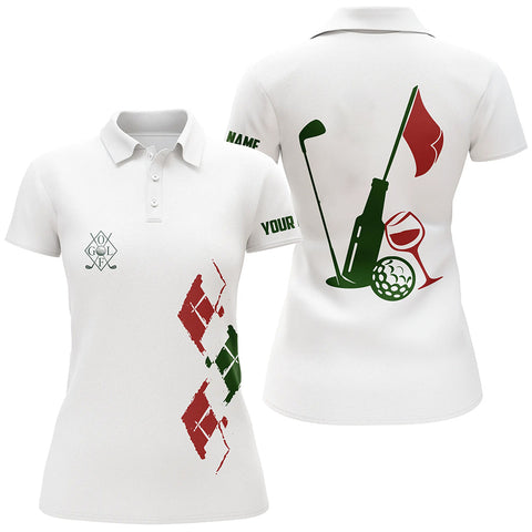 Womens golf polo shirt custom vintage golf and wine golf clubs Christmas polo shirts NQS6598