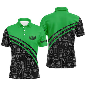 Mens golf polos shirts custom black pattern short long sleeve golf shirts, golf gift for him | Green NQS5242