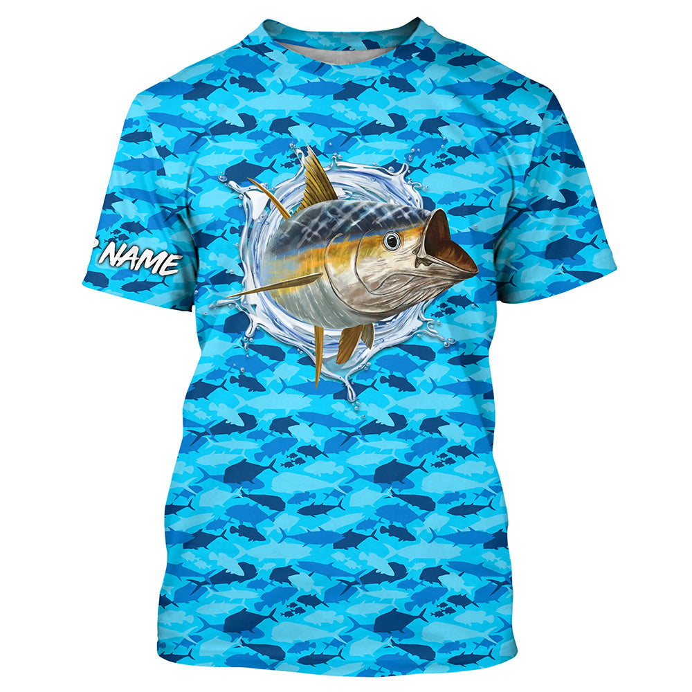 Myfihu Bass Fishing Blue Camo Performance Fishing Shirt, Custom Fishing Jersey - Personalized Fishing Gifts FSD2253, Long Sleeves UPF / 4XL