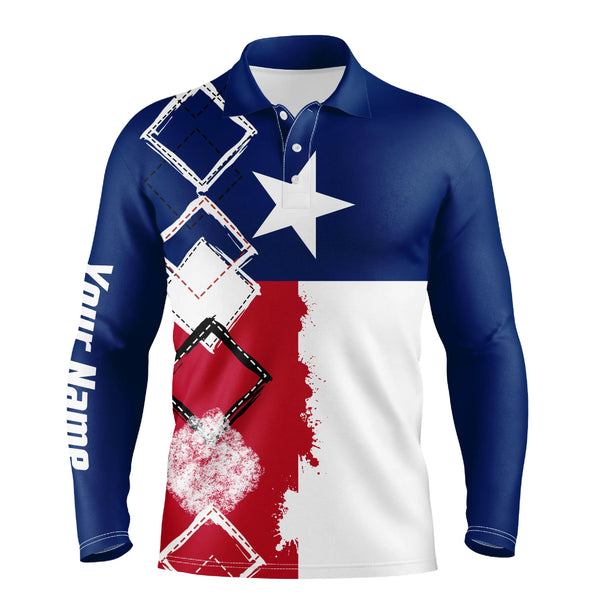 Mens golf polo shirts Texas flag patriot custom name golf shirts for men, gift for the golfers NQS4675