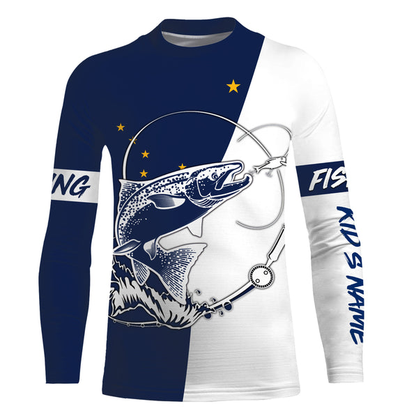 Salmon fishing in Alaska performance UV protection custom name long Sleeve fishing tournament shirts NQS3613