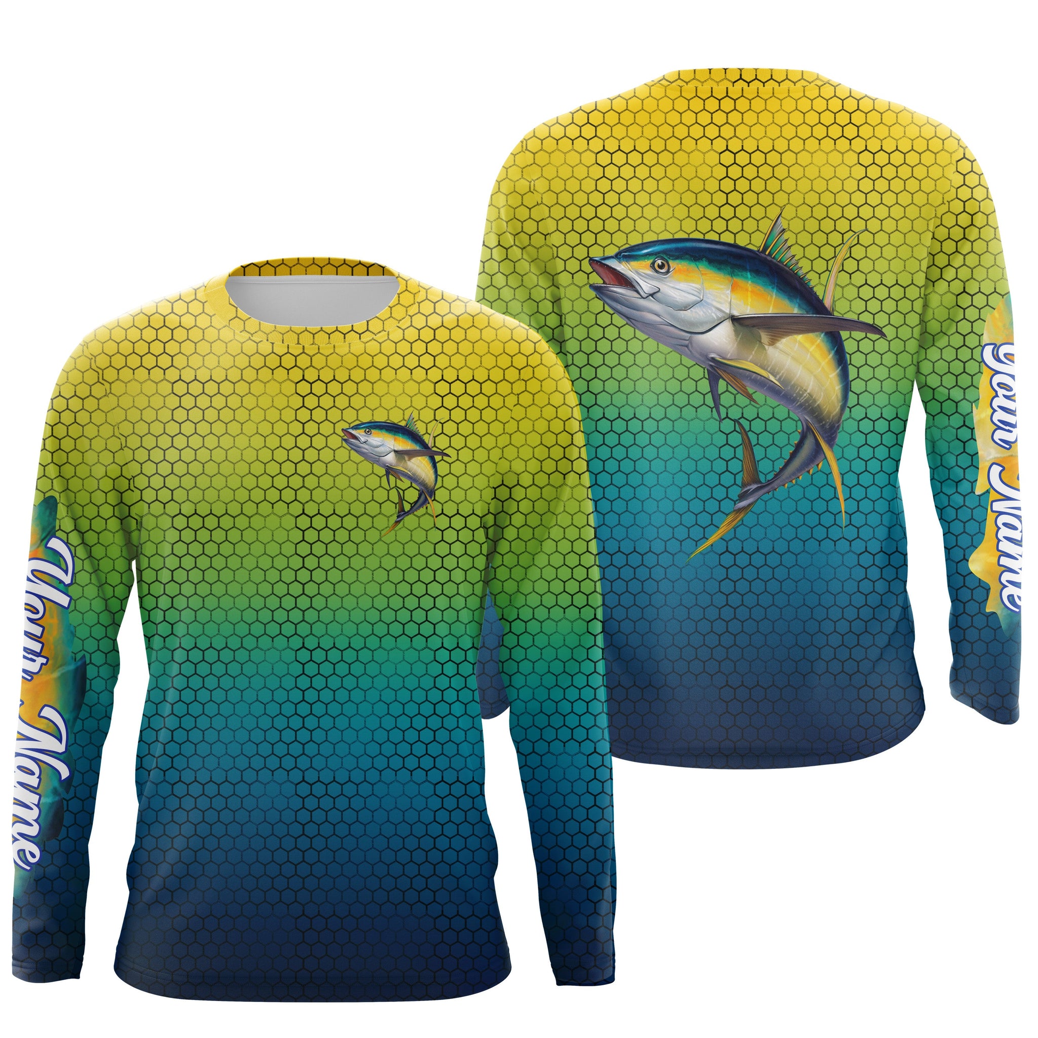 Tuna Fishing Custom Name UV Protection UPF 30+ Fishing Jersey, Deep Sea Fishing Tournament Shirts NQS3769, Long Sleeves UPF / 4XL
