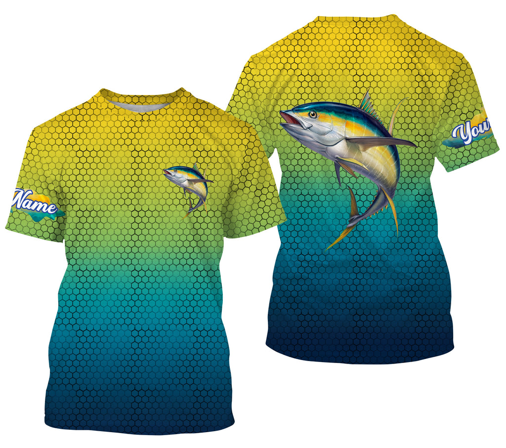 Tuna Fishing Custom Name UV Protection UPF 30+ Fishing Jersey, Deep Sea Fishing Tournament Shirts NQS3769, T-Shirt UPF / L