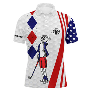 American flag golf skull patriotic Men golf shirts custom red, white and blue team golf polo shirt  NQS3946