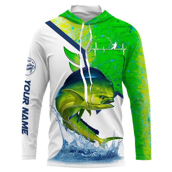 Mahi Mahi fishing dorado scales Custom Name 3D All over printed Fishing Shirts UV protection UPF 30+ fishing shirts NQS2649