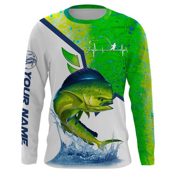 Mahi Mahi fishing dorado scales Custom Name 3D All over printed Fishing Shirts UV protection UPF 30+ fishing shirts NQS2649