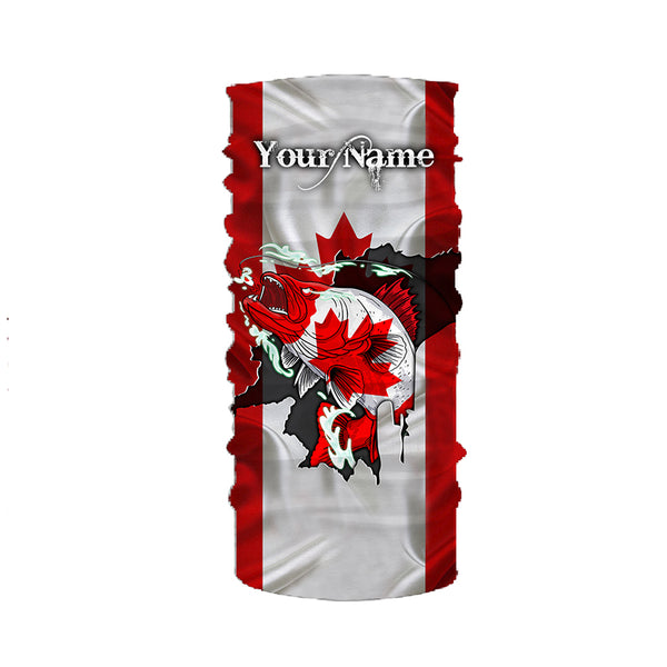 Walleye fishing shirts Canadian flag patriot UV protection Customize name long sleeves fishing shirts NQS4567